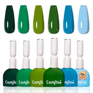Summervibes Camila 6Pcs 15ml Green Blue Gel Polish Set, HEMA-Free & TPO-Free, Long Lasting UV Soak Off Gel for DIY Salon Nails