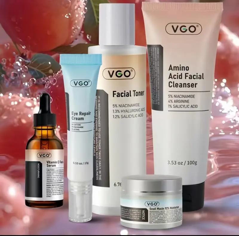 VGO Skincare Five-step Routine Vitamin C Moisturizing Repair Daily Care All-in-One Set Cleanser Moisturizer-B Cleansing Moisture Maintenance Kit Ultimate Kit for Sensitive Skin