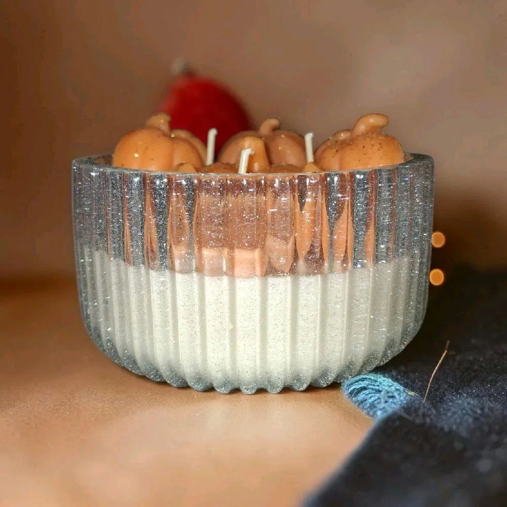 Pumpkin Patch Scented Candles in Resin Bowls Aroma Decor