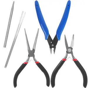 10pcs metal DIY model tool set cylindrical cone bending auxiliary tool and nozzle pliers, flat mouth pliers, pointed nose pliers suitable for 3