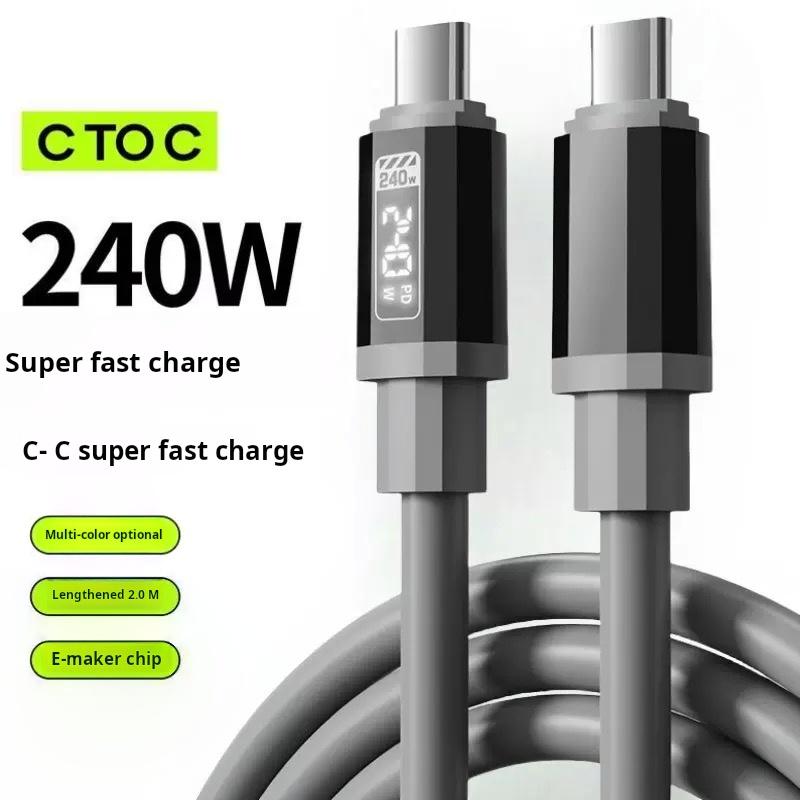 Buy 1 Get 1 Free 240W Fast Charging Cable Mobile Data Cable Smart Quick Charge High-Power Compatible with Apple Type-C Charging for Smartphone & Cellphone summervibes Electronic Device Charger,summerwins