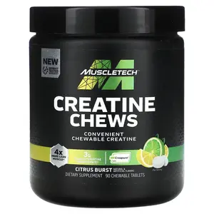 MuscleTech Creatine Chews, Citrus Burst, 90 Chewable Tablets (1 g per Tablet)