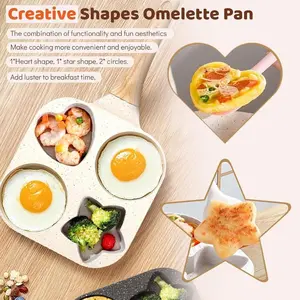 Tiktok Viral-Non-stick Star Hole Design Egg Frying Pan, 4 Hole Skillet with Handle,Multifunctional Cooking Accessories, Breakfast Egg Toast Bread Food, Kitchen（ Easy to Clean） Cookware-valentines gift  ideas