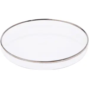 Plymor Round Glass Display Tray (Silver Rim)
