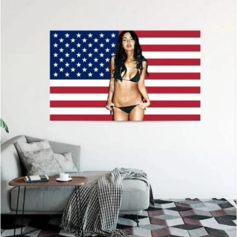 Megan FOox American FlagPersonalize 3'x5' Flag, Megan Fox US  Tapestry Men's RoomFlag, Girl Flag Durable Polyester forIndoor/Outdoor Display  Decor Decoration