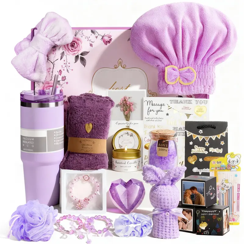 Valentine’s Day Gift Basket for Women – 21-Piece Handmade Birthday Gifts,   Self Care Gifts, Get Well Soon Gifts, Relaxing Spa Gifts, Care Package, Unique Anniversary Gift Basket with Flannel Blanket for Mother, Wife, Best Friend, Sister, Her