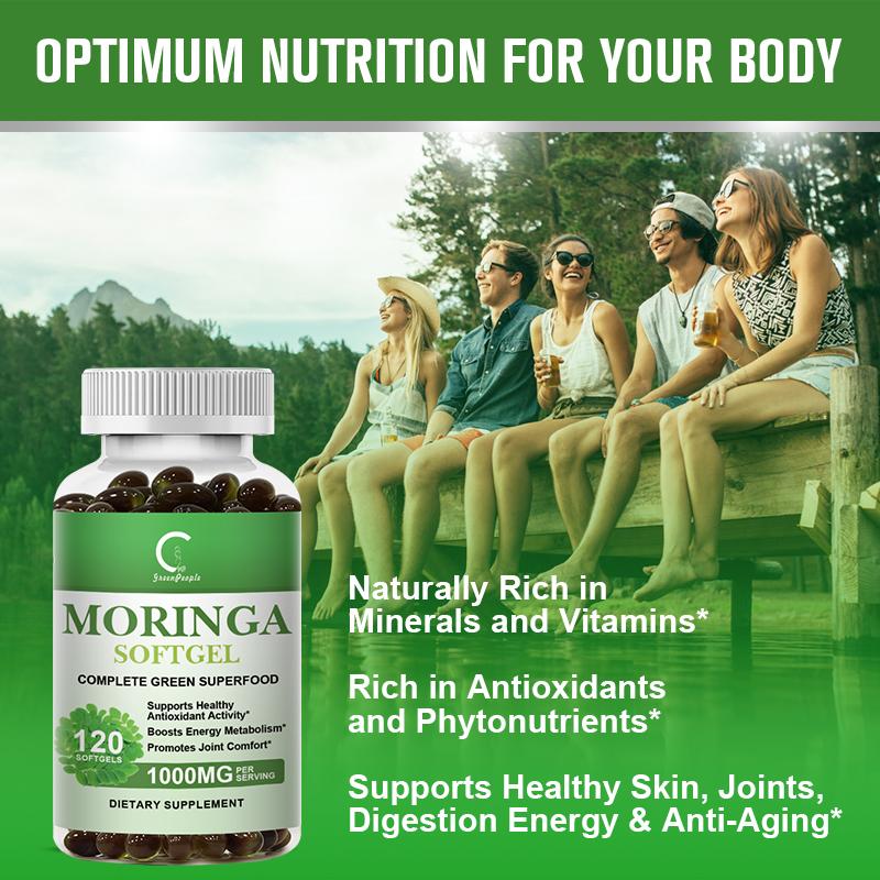 Moringa Softgel Supplement,50X Concentrated Extract,Vitamins,Antioxidants&Minerals,Supports Immunity,Metabolism,Heart,120 Softgels Healthcare Vitamin