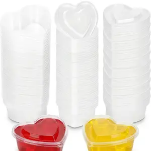 36 Pieces 5 oz Heart Shaped Slime Storage Containers Transparent Plastic Box with Lids
