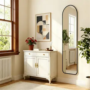 3-in-1 Arched Floor Full-Lenghth Mirror - Wall Mount or Standing, HD Reflection, for Bedroom Living Room Bathroom