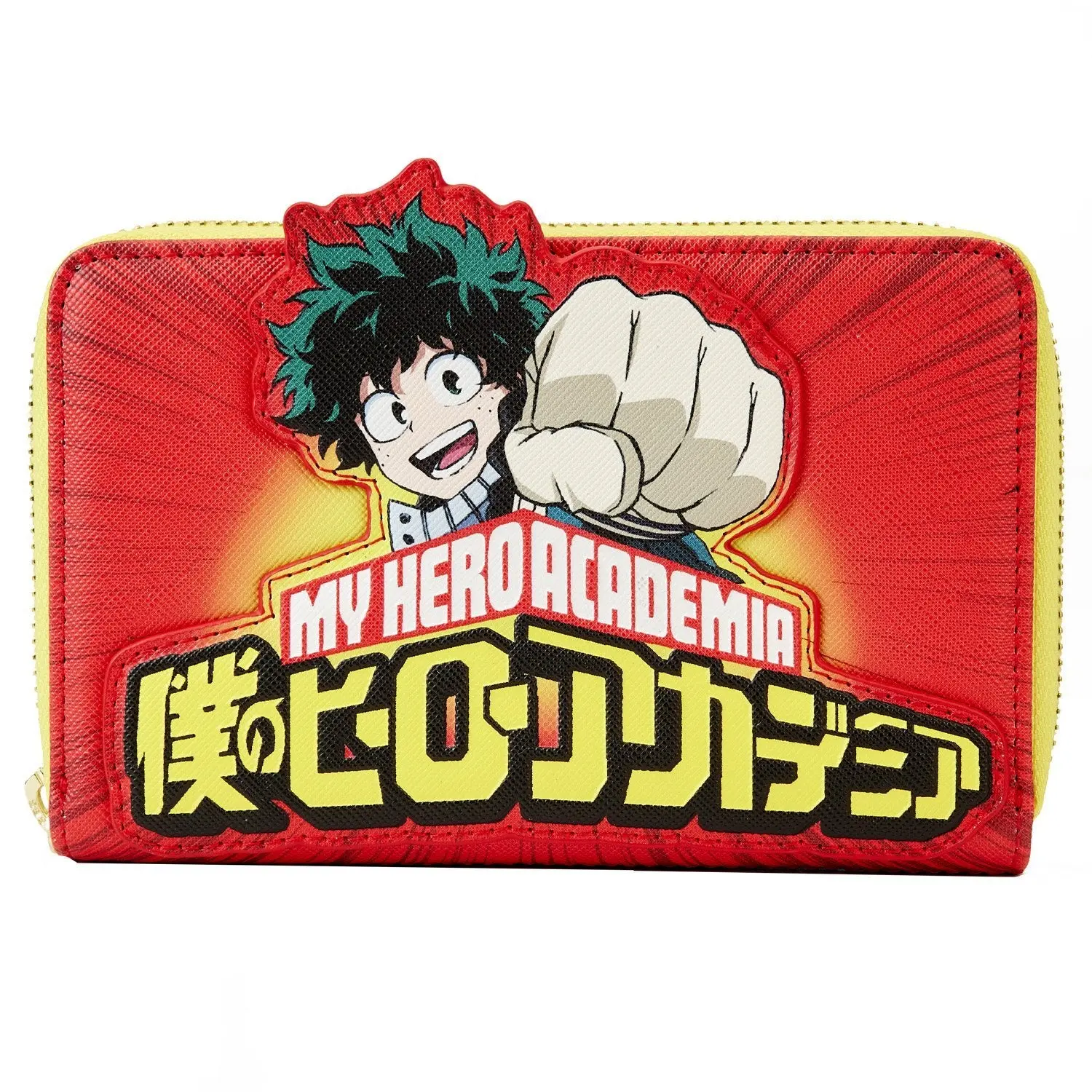Loungefly Men's My Hero Academia Izuku Punch Faux Leather Zip-Around Wallet - Cartoon Character, Anime Theme, Action-Packed All-Over Print, Debossed Brand Logo, Zipper Closure (Luggage & Bags Category)