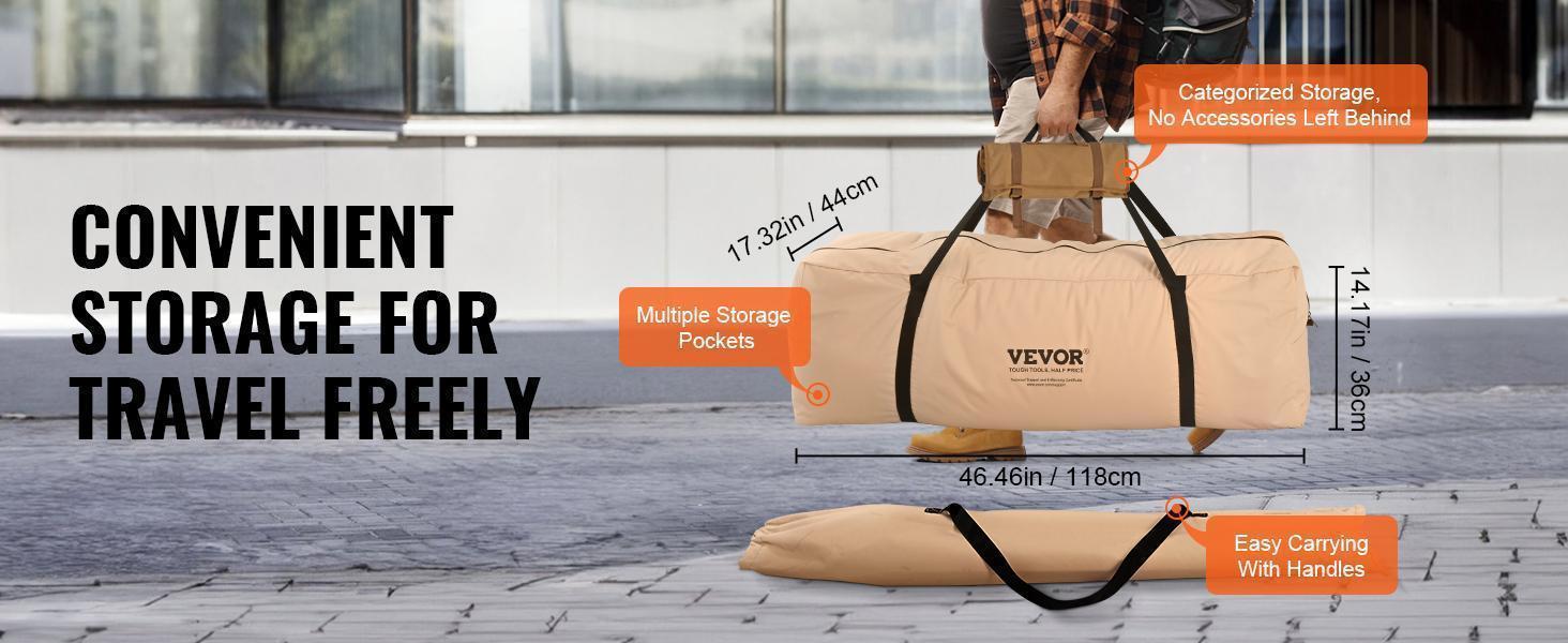 VEVOR Canvas Glamping Bell Tent Max 12 Persons, TikTokShopBlackFriday, Breathable Waterproof Large Yurt Tent with Stove Jack and Detachable Side Wall for Family Camping