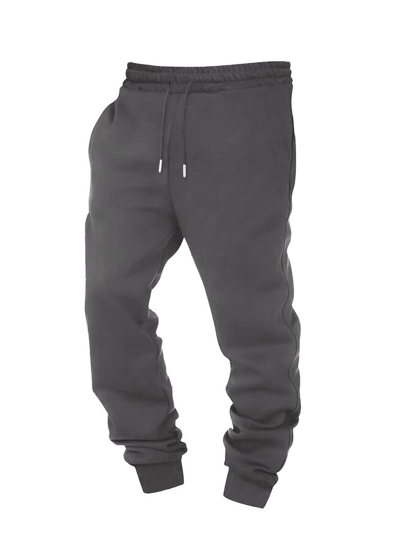 CCCMAI Men's casual fleece-lined pants with leg tie design and zipper pockets, thick and warm, comfortable to wear. Men's Clothing Simple Sports Pants Men's Pants Menswear Trouser. Plain
