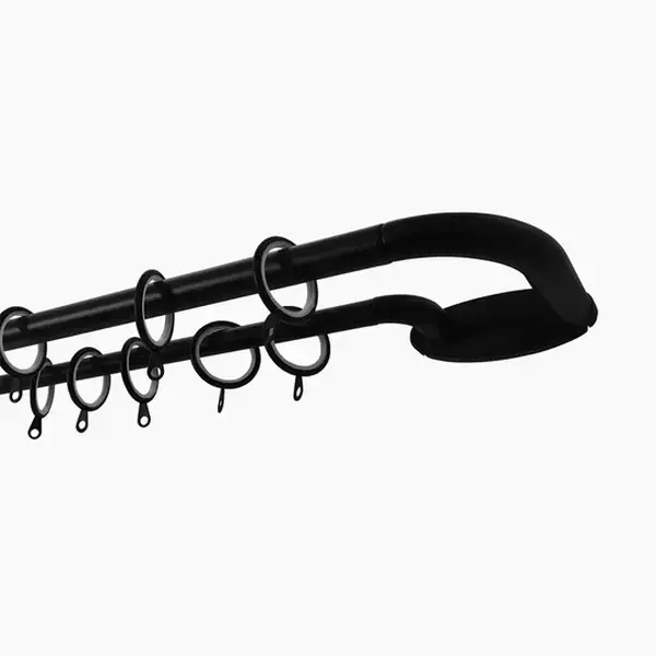 TWOPAGES Jaylon Adjustable Telescopic Double Curtain Rod with Rings, Heavy Duty Aluminum, Wall Mount, French Return Design, Hidden Screws, for Sheer & Blackout Curtains in Living Room & Bedroom, Telescopic Curtain Rod