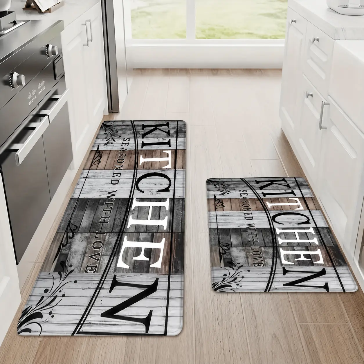 1pc Classic Dark Wood Grain Non Slip Kitchen Runner Rug - High Resilience, Absorbent Stain Resistant Floor Mat for Living Room House Decor, Non Slip Rugs, Stain Resistant Rug