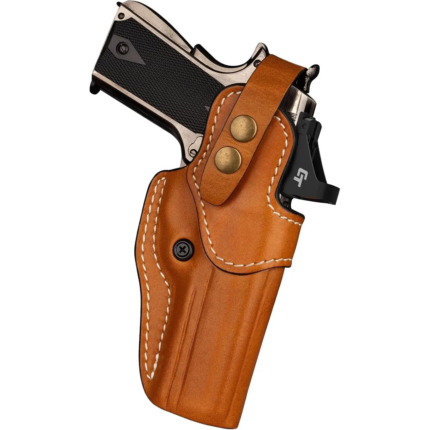 OWB Full-Grain Leather Holster with Belt Clip for 1911 Carry, Optic-Ready with Adjustable Retention, Fits Railed/Non-Railed 5", 4.25" & 4" Barrels, Concealed, Right-Hand