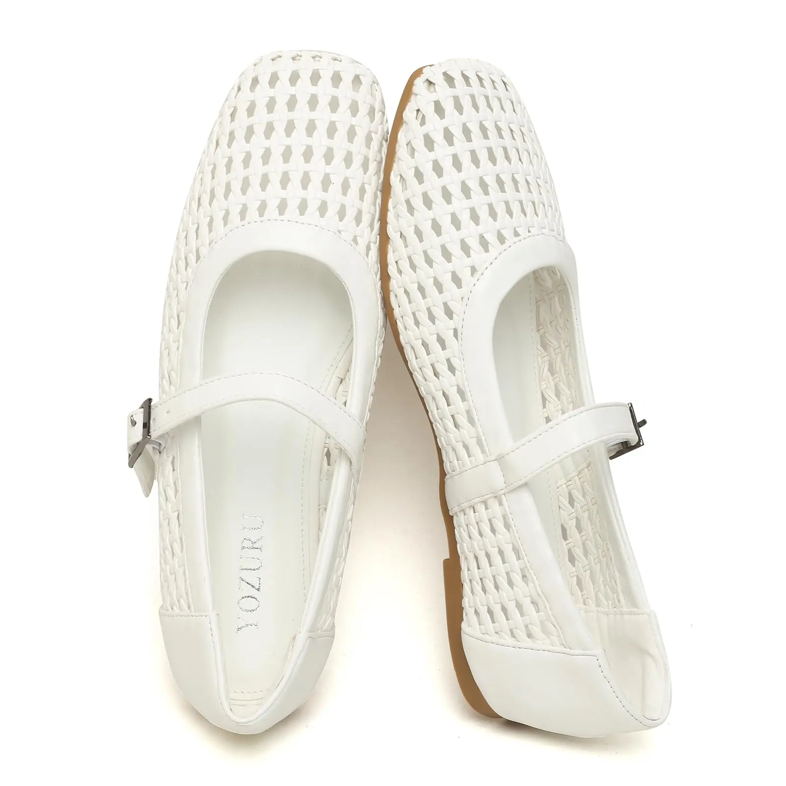 Woven Mary Jane Flats for Women Breathable Square Toe Shoes for Work Travel and Daily Wear