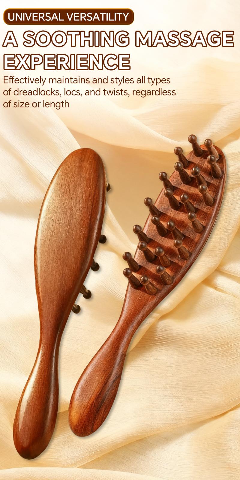 【Black Friday】Natural Wooden Loc Brush for Microlocs & Sisterlocs Prevents Tangles & Merges Massage for Scalp Relaxation & Hair Product Light Weight