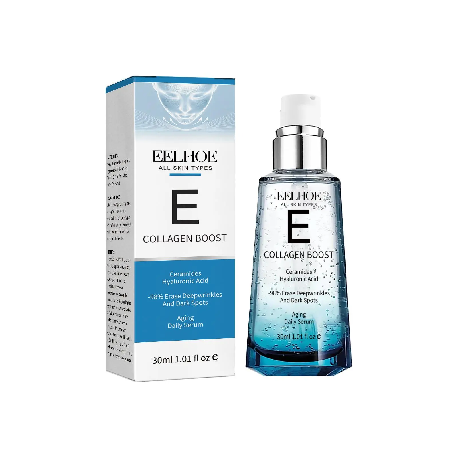 EELHOE Collagen Firming Serum, Deep Hydrating Firming Skin Collagen Anti-aging Recombinant Anti-aging Anti-wrinkle