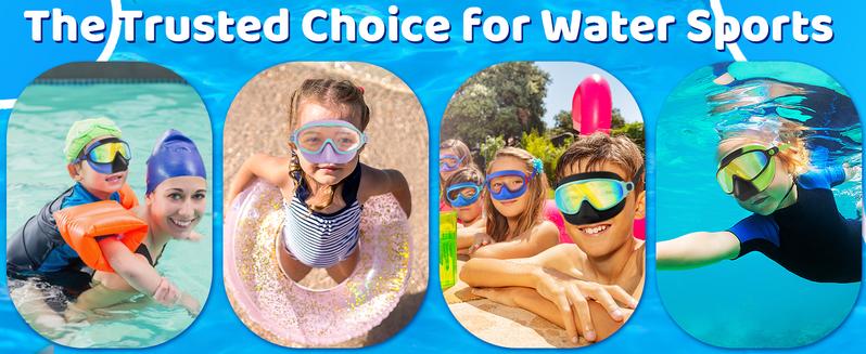 Vvinca Kids Swim Goggles with Nose Cover, 2 Pack Wide View Mask Anti-Fog UV No Leak Toddlers Swimming Goggles for 3-15