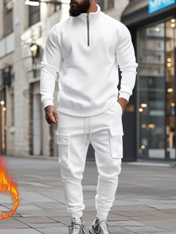 KZZ Men's Casual Fleece Lined Zipper Work Pants Set, Thick Fabric Warm Long Trousers for Fall & Winter, New Arrival Us Style Classic Clothes christmas gifts for him SpringStatements