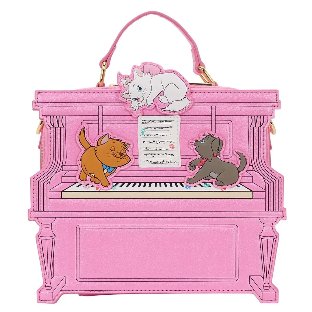 Loungefly Disney The Aristocats Figural Piano Women's Crossbody Bag - Casual Commuter Handbag, Zipper, Everyday Bag, Faux Leather, Graphic, Adjustable, Basic, Lightweight, Figural Piano Shape