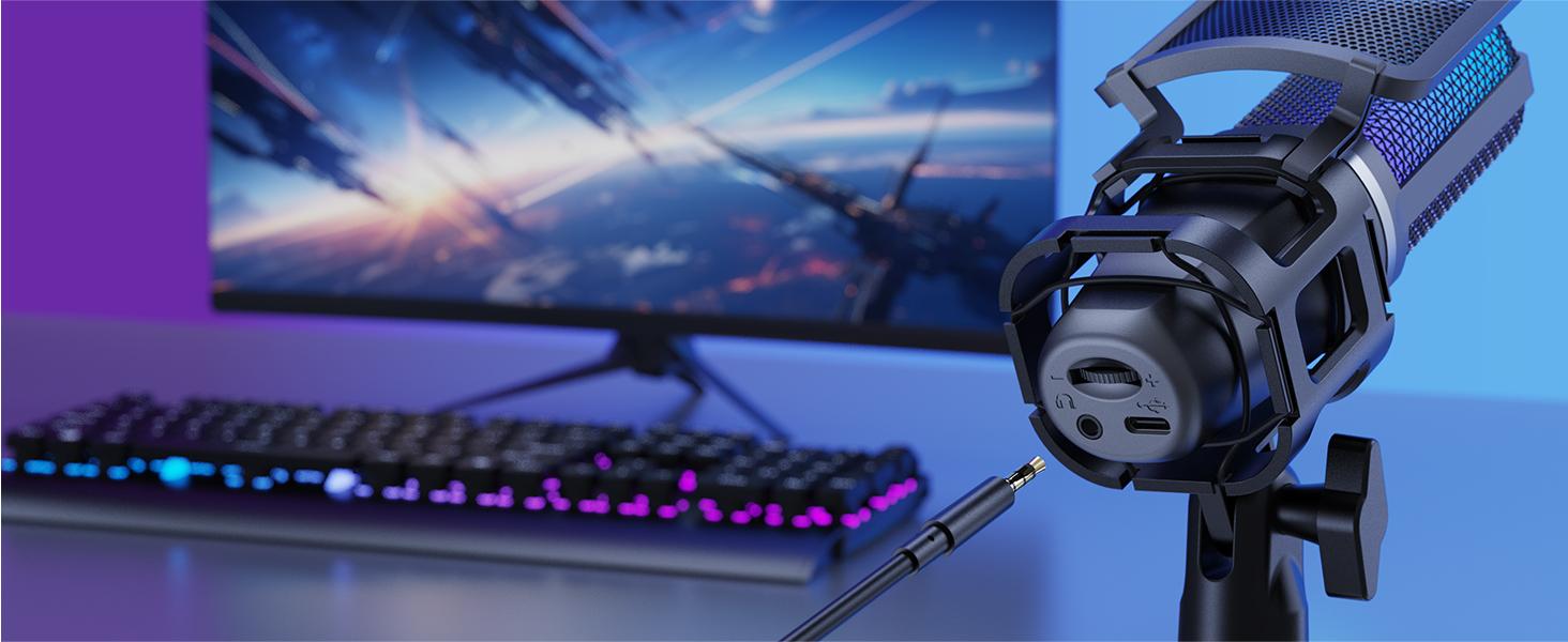 TONOR TC777Pro USB Microphone with Tripod Stand, Pop Filter for Streaming, Podcasting, Vocal Recording, Compatible with Windows Desktop Computers