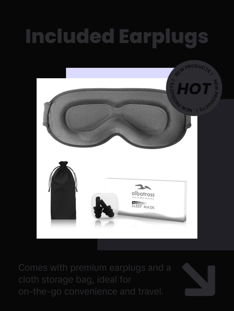 3D Sleep Eye Mask for Men & Women, Lash Extension Friendly, Travel Blackout Blindfold, Adjustable Strap – Black