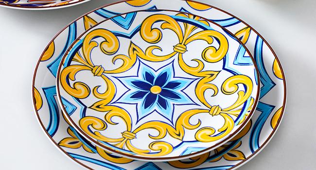 vancasso Jasmin 16-Piece Hand-Painted Arabic Style Dinnerware Set | Colorful Porcelain Plates, Bowls, and Mugs for 4 Tableware