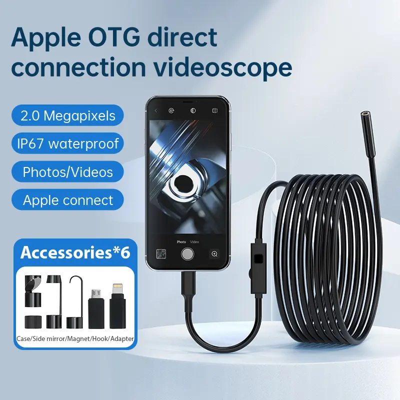 Multifunctional 1920P HD Borescope Endoscope Camera, IP67 Inspection Tool with 8 Adjustable LED Lights, Compatible with iOS and Android, 16.4ft Semi-Rigid Snake Camera for Car Repair, Pipeline, Mold & Wiring Inspection, Gift for Boyfriend, Husband, Father