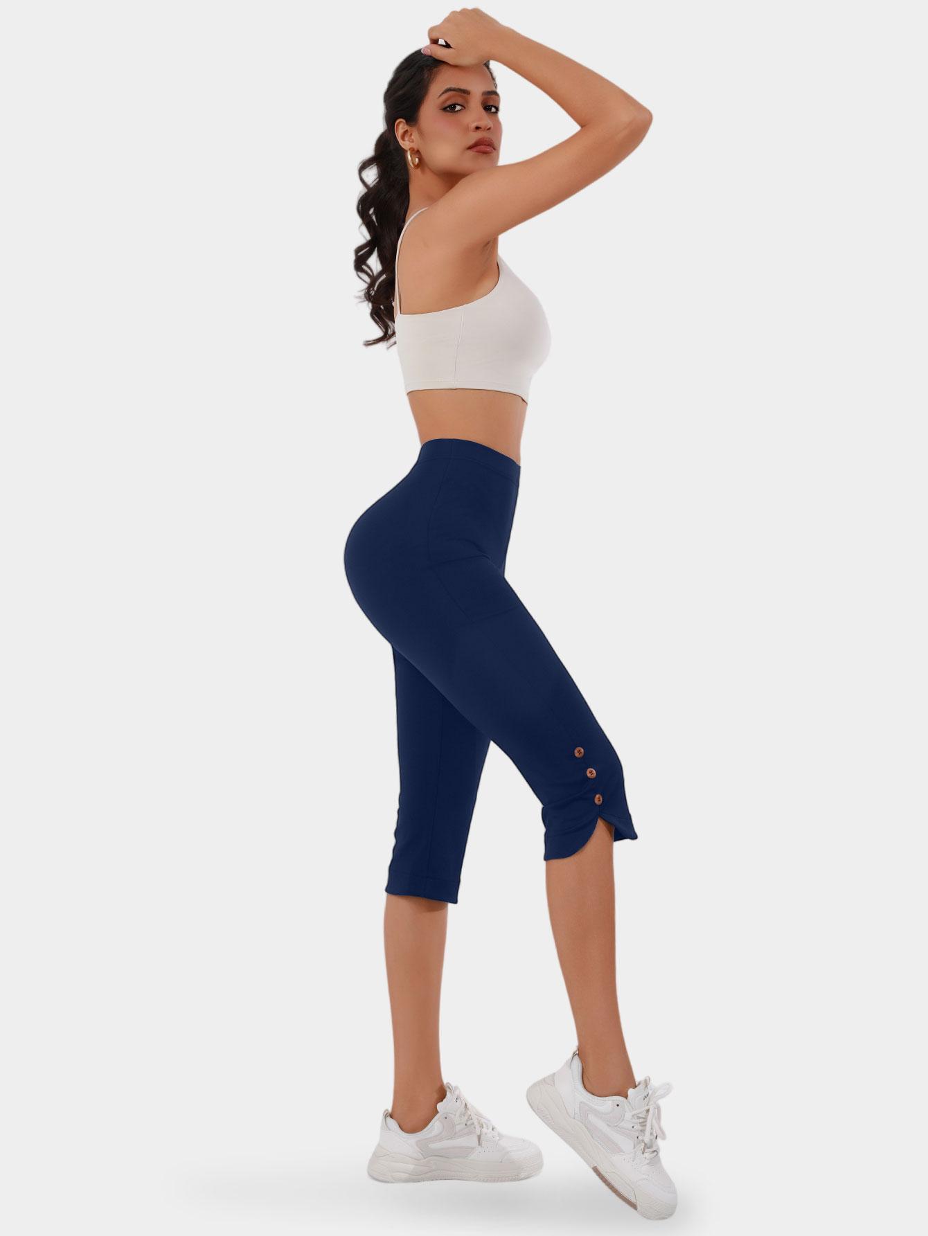 Women's High-Waisted Slimming Yoga Pants 3-Pack Butt-Lifting 4-Way Stretch Silky Soft 7/8 Length Button Detail for Workouts & Casual Wear - Clothes, Womenswear Women's High-Waisted Slimming Yoga Pants 3-Pack Butt-Lifting 4-Way Stretch Silky Soft 7/8 Length Button Detail for Workouts & Casual Wear - Clothes, Womenswear