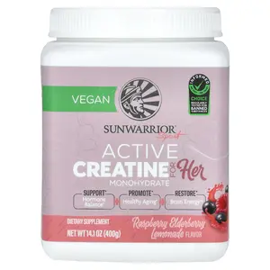 Sunwarrior Sport, Active Creatine For Her, Raspberry Elderberry Lemonade, 14.1 oz (400 g)