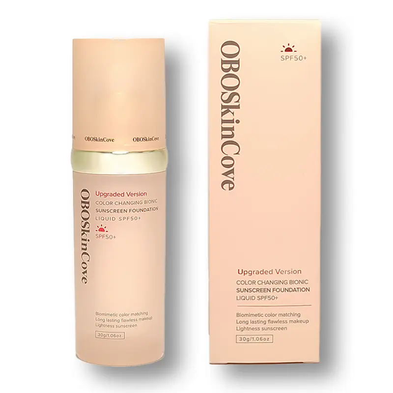 OBOSkincove 4-in-1 Tinted Sunscreen Moisturizer Cream - 30ml Cosmetic Face Care Product, SPF 50+, Upgraded Color-Changing Bionic Liquid, Sun Protection Bottle, UV-Protective, Hydrating, Full-Coverage Concealer Foundation for Daily Use, #backtoschool