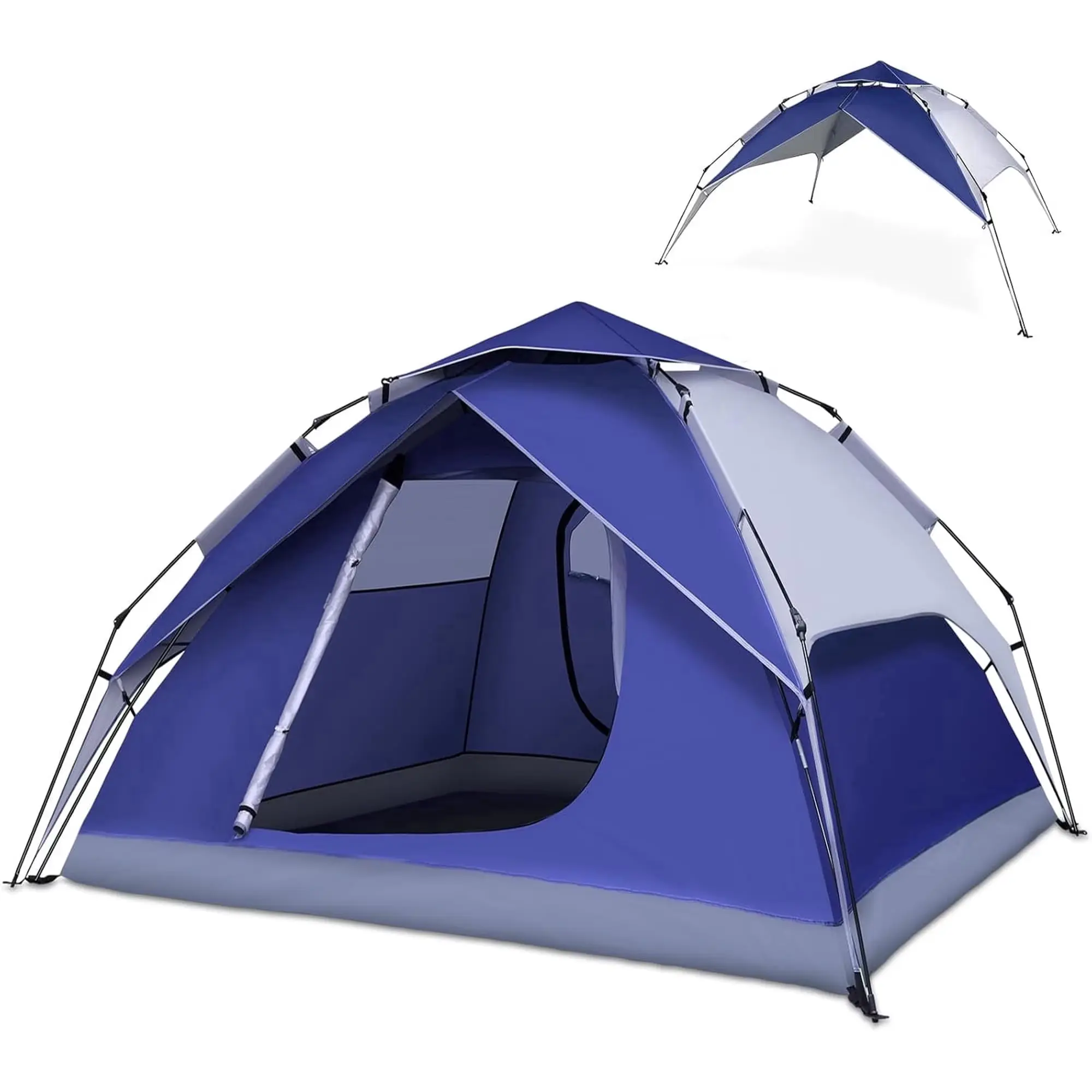 MAXVINI 4-Person 2-in-1 Camping Tent, 30s Easy Setup Instant Dome Tent, Waterproof Windproof with PU 3000mm, Double-Layer Design for Family Camping, Hiking, Beach & Outdoor Use