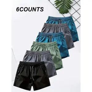 Men's Solid Color Zipper Pocket Quick Drying Shorts, Regular Fit Casual Comfy Breathable Shorts for Gym Workout Running, Men's Bottoms for Summer, Summer Sports ShortsGift