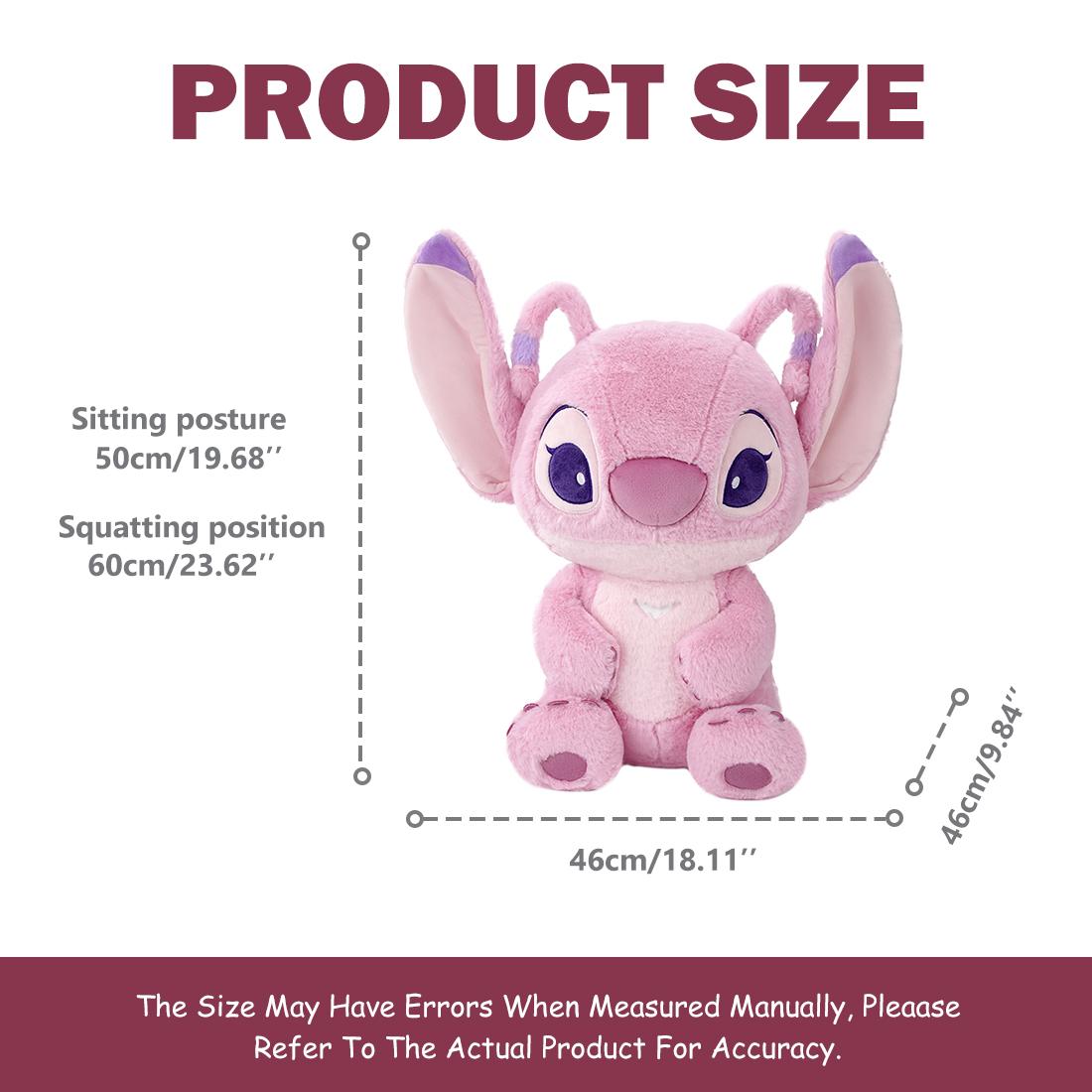 Disney Angel Soft Plush Toy Stitch & Angel Plush Dolls for Kids Adults Fans,23.62"Large-Size, Cuddly Character with Fuzzy Texture and Embroidered Details, Flexible Floppy Ears, Disney Plushy Suitable for All Ages, Cuddly Collectibles,Holiday Gift(1pc)