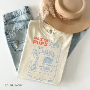Comfort Colors Pasta Pups T-shirt Funny Daschund T-shirt Italian Mediterranean Foodie Gift For Weiner Dog Mom