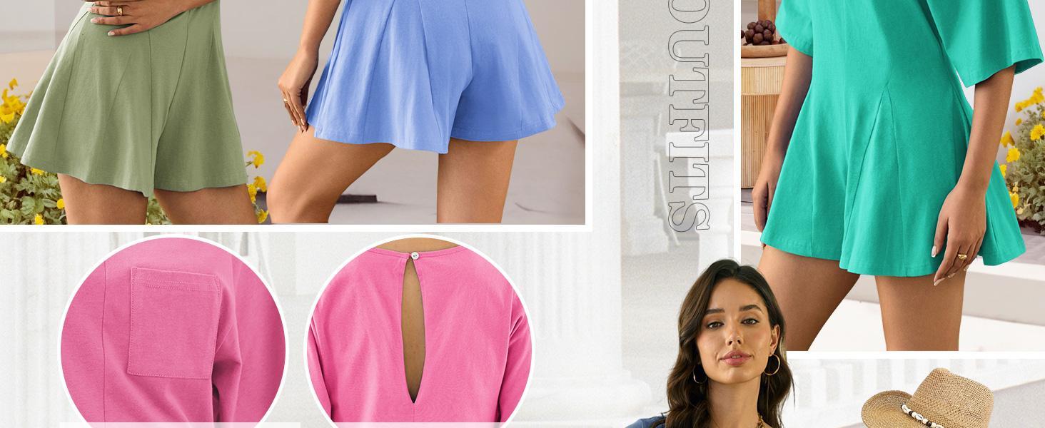Imily Bela Rompers for Women Spring Outfits Summer Casual Short Sleeve Crew Neck Loose Jumpsuits with Pocket Imily Bela Rompers for Women Spring Outfits Summer Casual Short Sleeve Crew Neck Loose Jumpsuits with Pocket