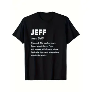 Unisex Jeff Graphic Crewneck T-Shirt - 1pc Heavyweight 100% Cotton - Funny Definition Gift - Soft Casual Streetwear - Machine Washable - Sizes S-XXXL - Summer Outfit Menswear Tshirt