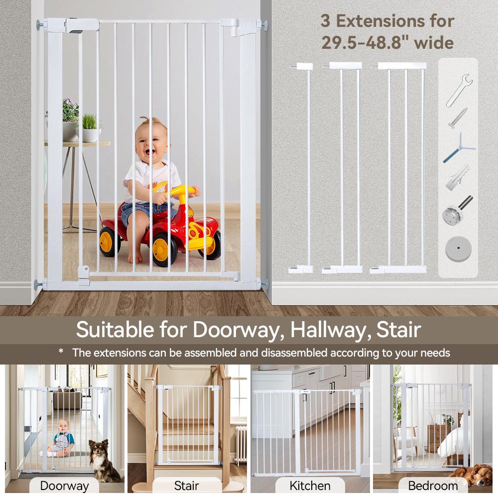 COMOMY 30/36" Extra Tall Baby Gate for Stairs Doorways, Fits Openings 29.5" to 48.8" Wide, Auto Close Extra Wide Dog Gate for House, Pressure Mounted Easy Walk Through Pet Gate with Door, dealsforyou, summerwins, restock, dealsforyoudays, DFYD