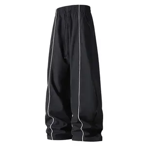 Men’s Spring/Autumn Straight-Leg Striped Casual Jogger Pants — Trendy, Versatile Sportswear with Two Wearways and a Drawstring Cuffed Design