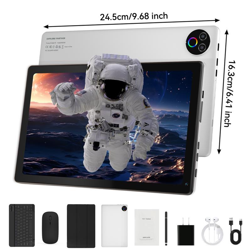 10.1-Inch 2-in-1 Tablet for Home & Daily Use, Android-Based System, 64GB Storage with TF Card Expansion, 1280×800 Display, Includes Keyboard, Mouse, Case, Stylus & Headphones