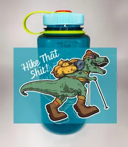 Hike The Shit Dino T-Rex Nalgene 32oz Wide Mouth Water Bottle - BLUE