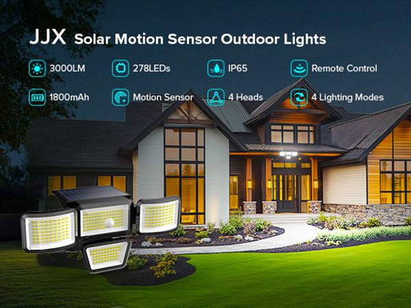 Solar Outdoor Lights 3000LM 238LED Security Lights 3 Heads Motion Sensor Spotlights with 3 Modes IP65 Waterproof 6500K for Yard Garden Driveway Porch Garage Patio Gifts,Thanksgiving & Christmas Gifts