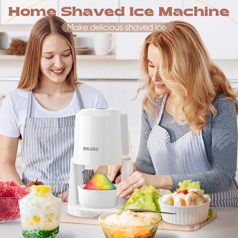 Snow Cone and Shaved Ice Machine: Adjustable 2 Textures Portable Electric, White Powerful Motor Two Position Adjustment, Surprise for Christmas Xams Halloween Party