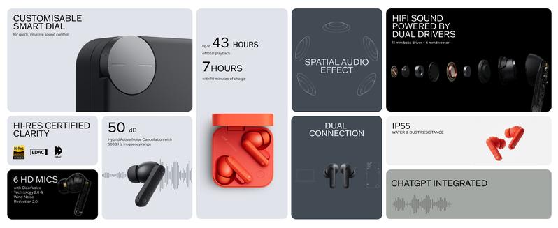 「CMF Buds Pro 2」 Wireless Earbuds with Adjustable Noise Cancellation, ChatGPT Integration, Hi-Res Audio with LDAC, Electronic Headset, 50 dB Hybrid Noise Cancelling, IP55 Waterproof, 43H Play Time, 6 HD Mics Headphones 「CMF Buds Pro 2」 Wireless Earbuds with Adjustable Noise Cancellation, ChatGPT Integration, Hi-Res Audio with LDAC, Electronic Headset, 50 dB Hybrid Noise Cancelling, IP55 Waterproof, 43H Play Time, 6 HD Mics Headphones