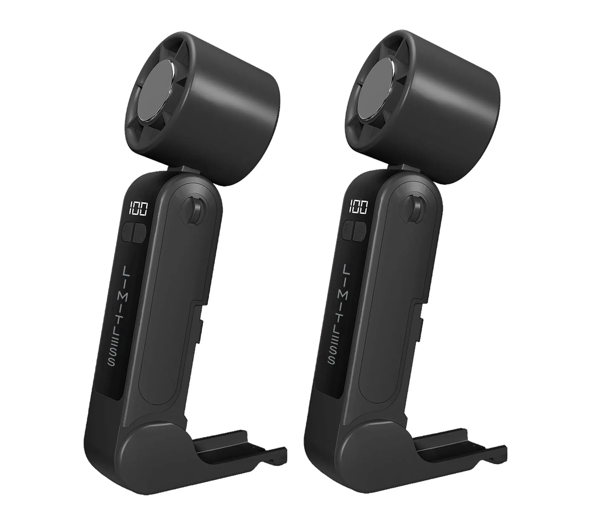 Limitless Set of 2 Handheld Fans with Cooling Plate & Lanyard