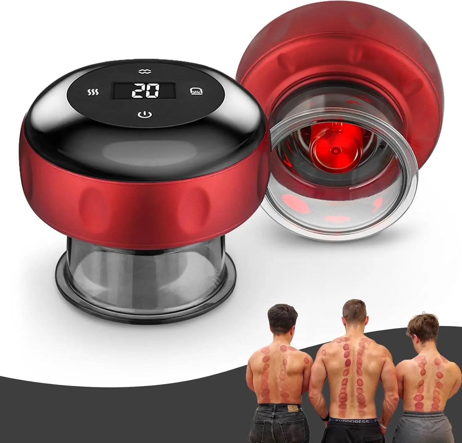 Smart Electric Cupping Therapy Massager with Red Light Therapy, Portable Device with 12 Heat & Suction Levels for Muscle Relaxation & Daily Wellness, Back Health Solutions, Blood Flow Booster Massage Devices, Circulation Boost, Everyday Self-Care
