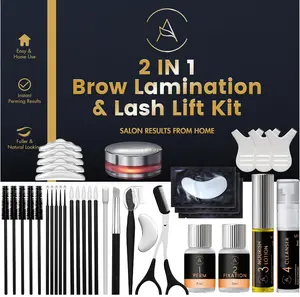 Lash Lift Kit & Eyebrow Lamination Kit, 2-in-1 Solution, At-Home Brow Lamination, Beginner/Professional, Eyelash Lift, 15 Applications, Lasts 6-8 Weeks, DIY Brow & Lash Perm - ABLK1