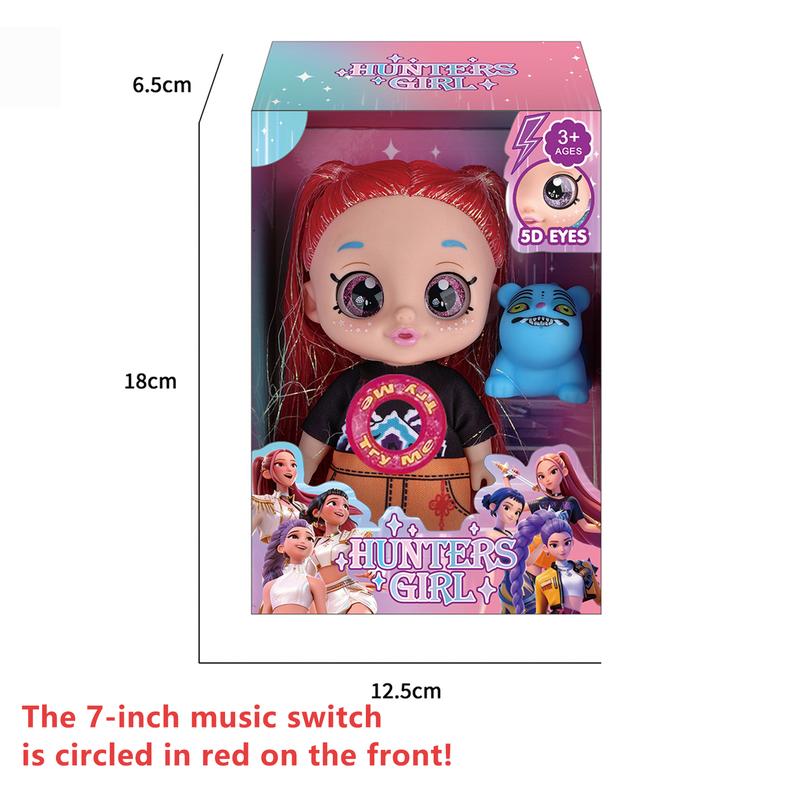 Kpop dolls anime action figure set,7 inch 5 joints can play music,rumi mira zoey dolls,gifts for kids,girls&boys toys