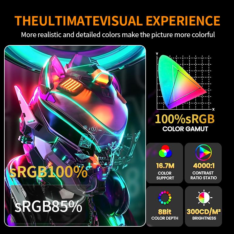 Gawfolk 27-inch Curved Gaming Monitor 100Hz, PC Screen Full HD 1080P, Frameless 1800R Computer Screen With FreeSync And Eye Care Technology, Supports VESA